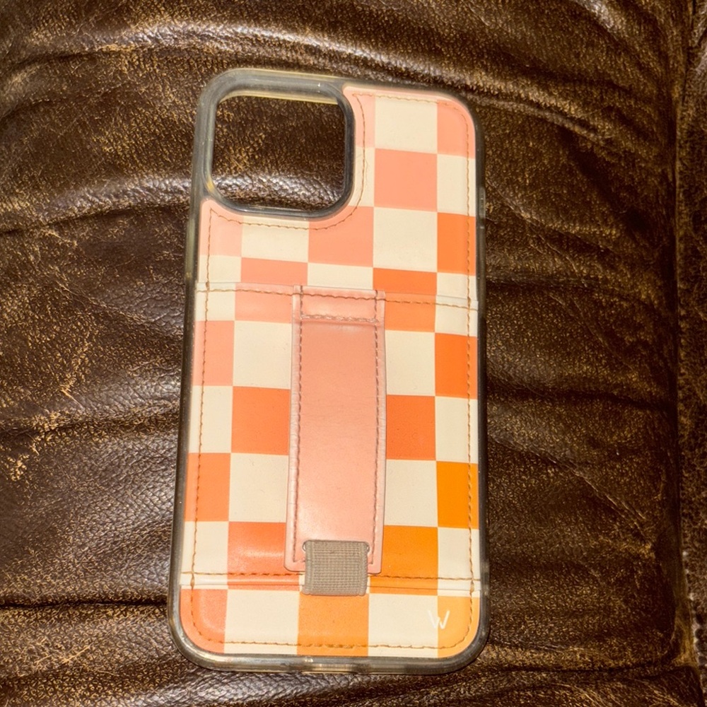 Walli Orange and White Checkerboard iPhone Case
